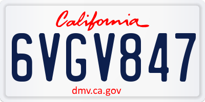 CA license plate 6VGV847