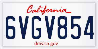 CA license plate 6VGV854