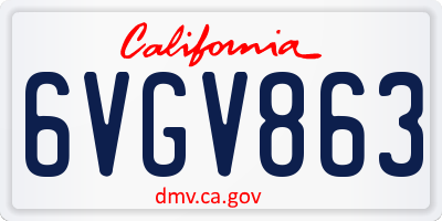 CA license plate 6VGV863