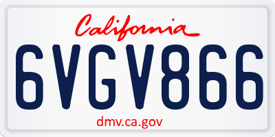 CA license plate 6VGV866