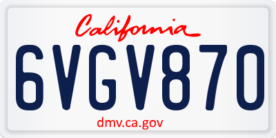CA license plate 6VGV870