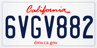 CA license plate 6VGV882