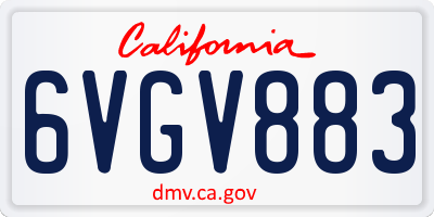 CA license plate 6VGV883