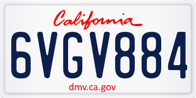 CA license plate 6VGV884