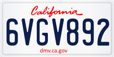 CA license plate 6VGV892