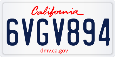 CA license plate 6VGV894