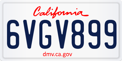 CA license plate 6VGV899