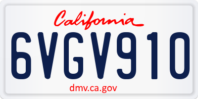 CA license plate 6VGV910