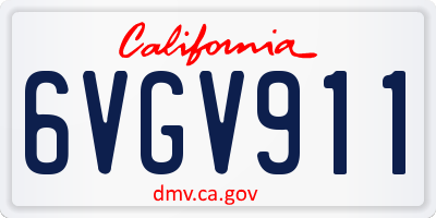CA license plate 6VGV911