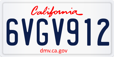 CA license plate 6VGV912
