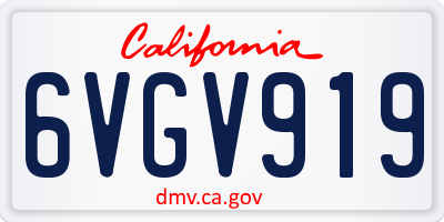 CA license plate 6VGV919