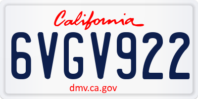 CA license plate 6VGV922