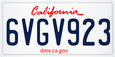 CA license plate 6VGV923