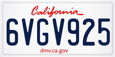 CA license plate 6VGV925