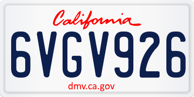 CA license plate 6VGV926