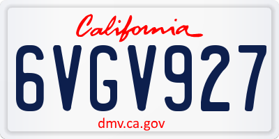 CA license plate 6VGV927