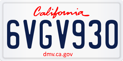 CA license plate 6VGV930