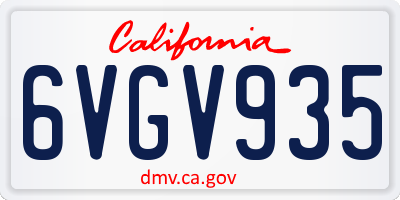 CA license plate 6VGV935