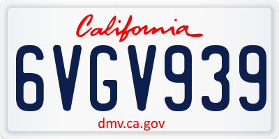CA license plate 6VGV939