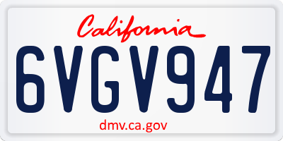 CA license plate 6VGV947