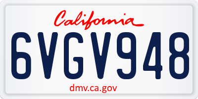 CA license plate 6VGV948