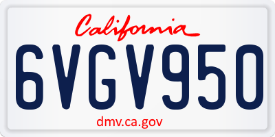 CA license plate 6VGV950