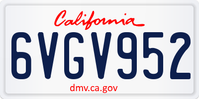 CA license plate 6VGV952