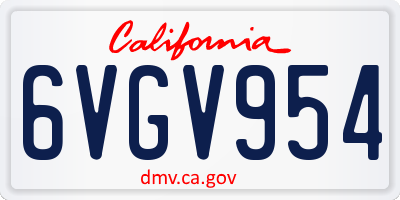 CA license plate 6VGV954