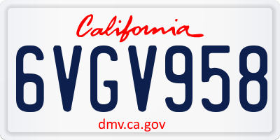 CA license plate 6VGV958