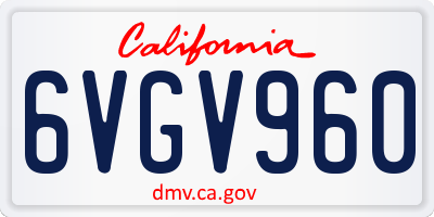 CA license plate 6VGV960