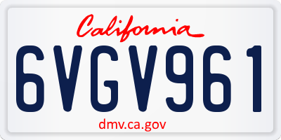 CA license plate 6VGV961