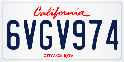 CA license plate 6VGV974