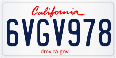 CA license plate 6VGV978