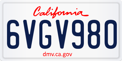 CA license plate 6VGV980