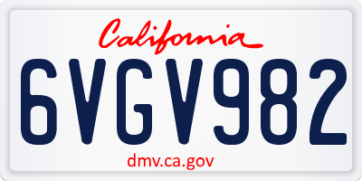 CA license plate 6VGV982