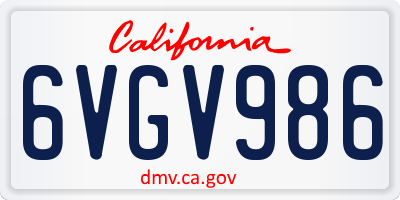 CA license plate 6VGV986