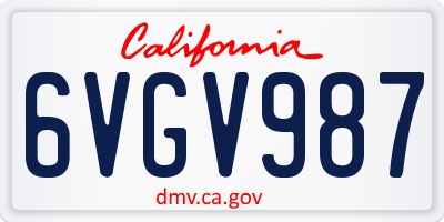 CA license plate 6VGV987
