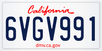 CA license plate 6VGV991