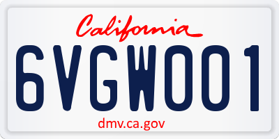 CA license plate 6VGW001
