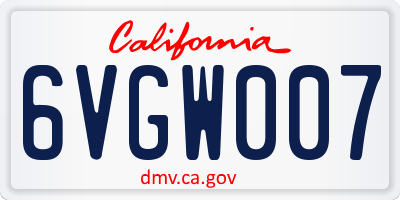 CA license plate 6VGW007