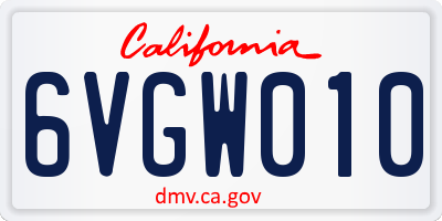 CA license plate 6VGW010