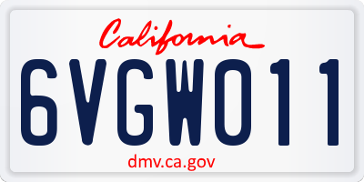 CA license plate 6VGW011