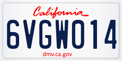 CA license plate 6VGW014