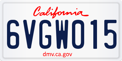 CA license plate 6VGW015