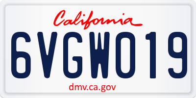 CA license plate 6VGW019