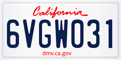 CA license plate 6VGW031
