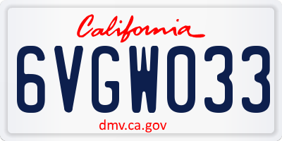 CA license plate 6VGW033