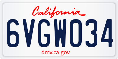 CA license plate 6VGW034