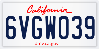 CA license plate 6VGW039