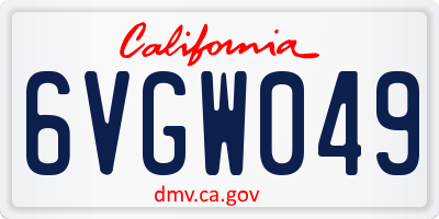 CA license plate 6VGW049
